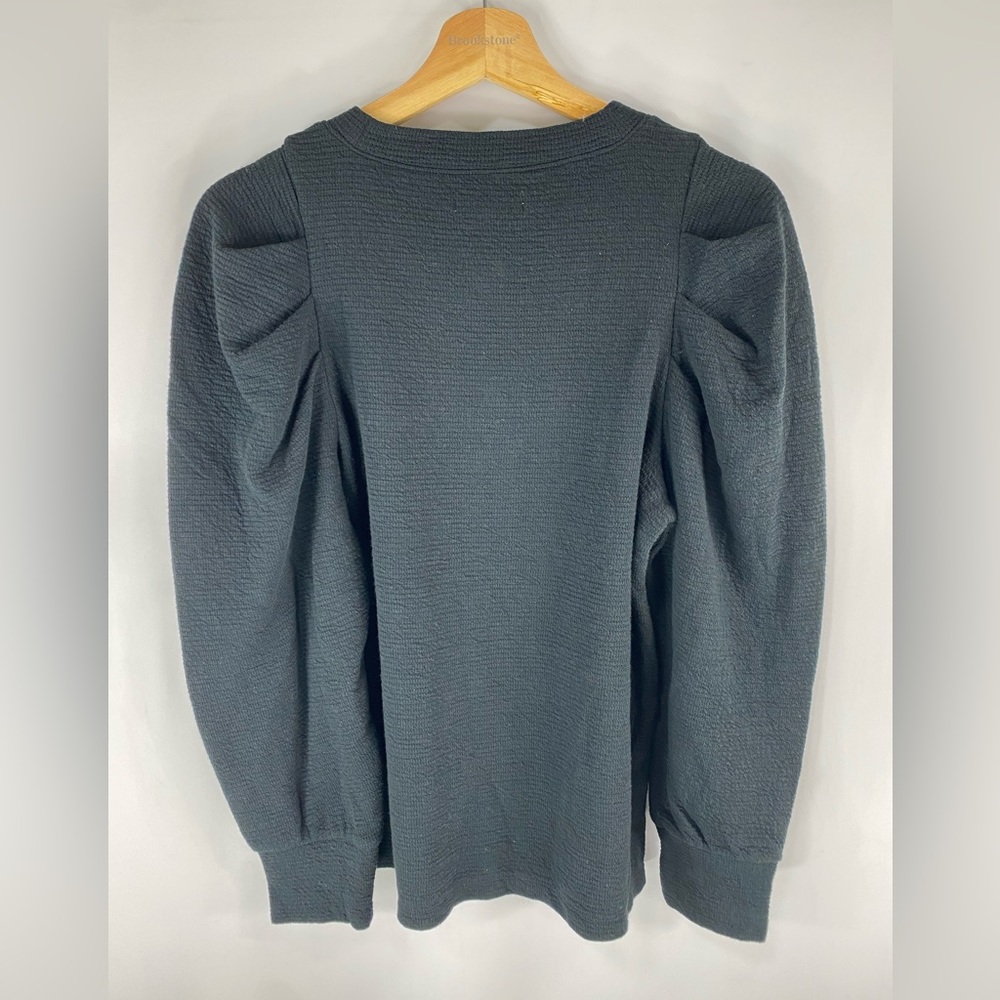 New Madewell Large L Pleated Statement Sleeve Top Black Asparagus Lot - Picture 3 of 8